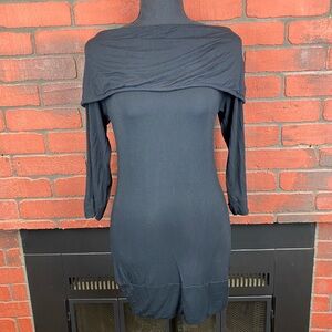 American Rag Cie 1984 Black Off Shoulder 3/4 Sleeves Dress Size M‎